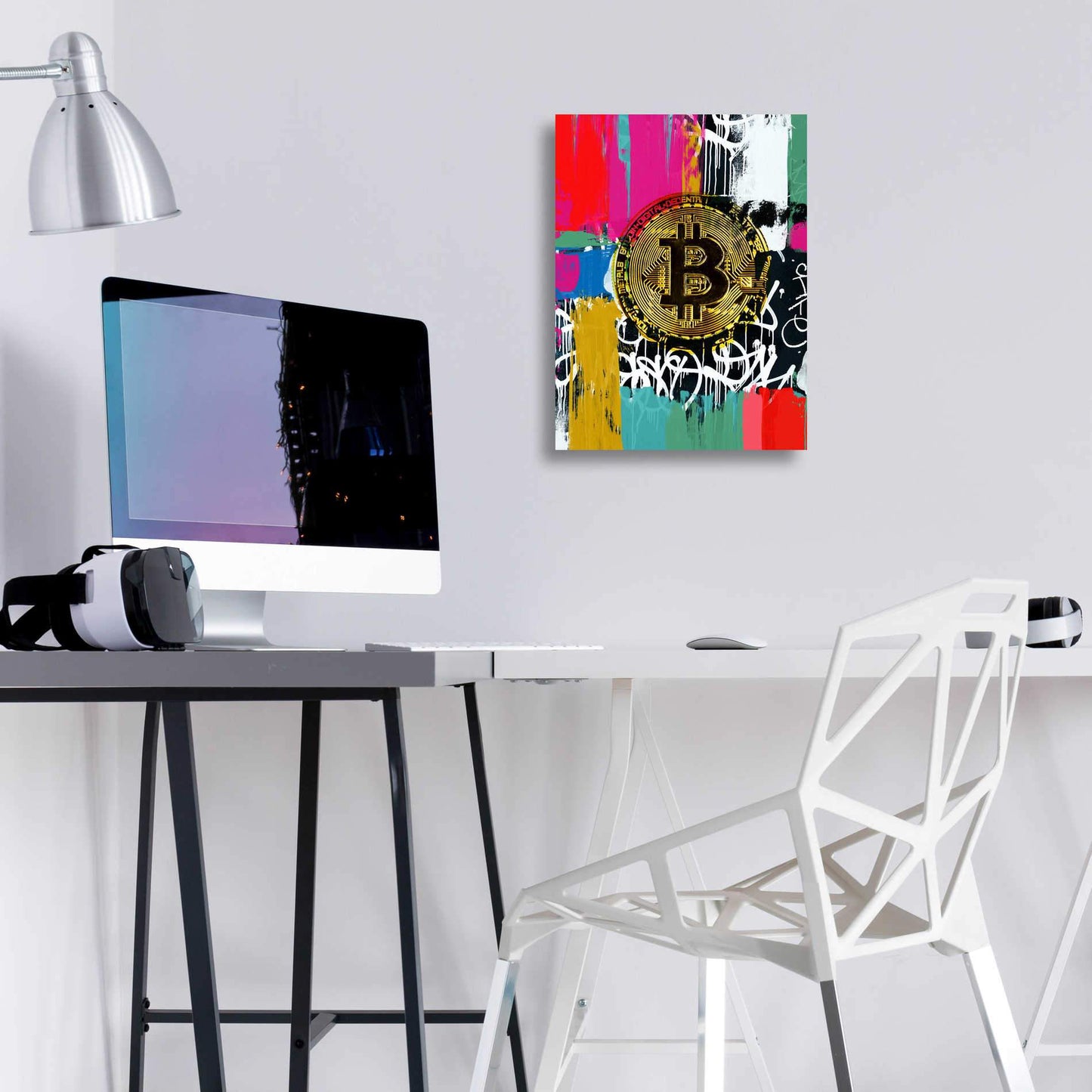 'Cryptocurrency Bitcoin Graffiti 2-1' by Irena Orlov, Acrylic Glass Wall Art - Crypto World