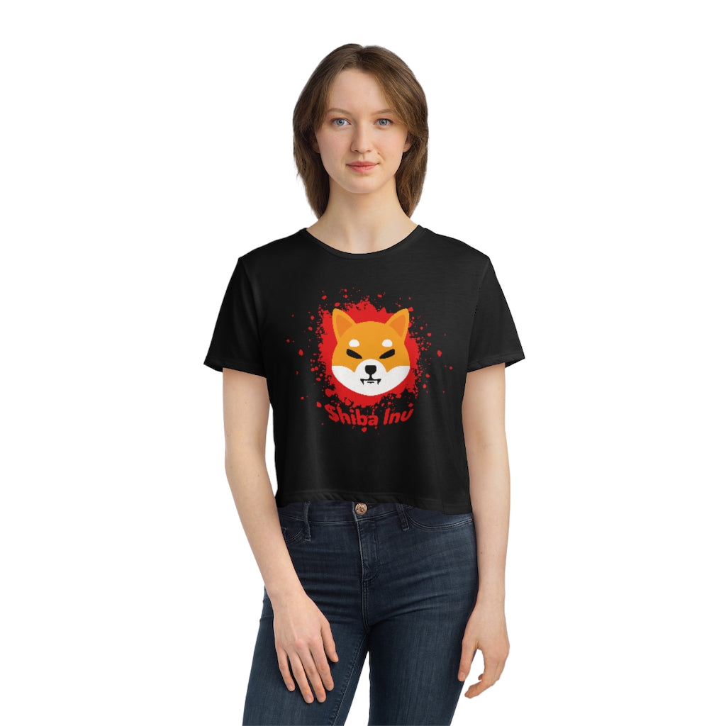 Shiba Inu Women's Flowy Cropped Tee - Crypto World