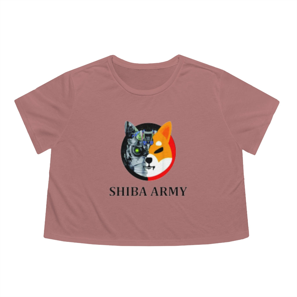Shiba Army Women's Flowy Cropped Tee - Crypto World
