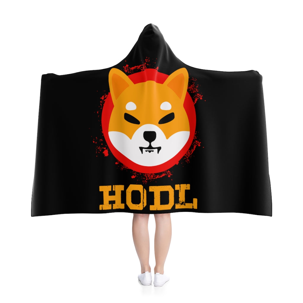 Black Shiba Hodl Hooded Blanket - Crypto World