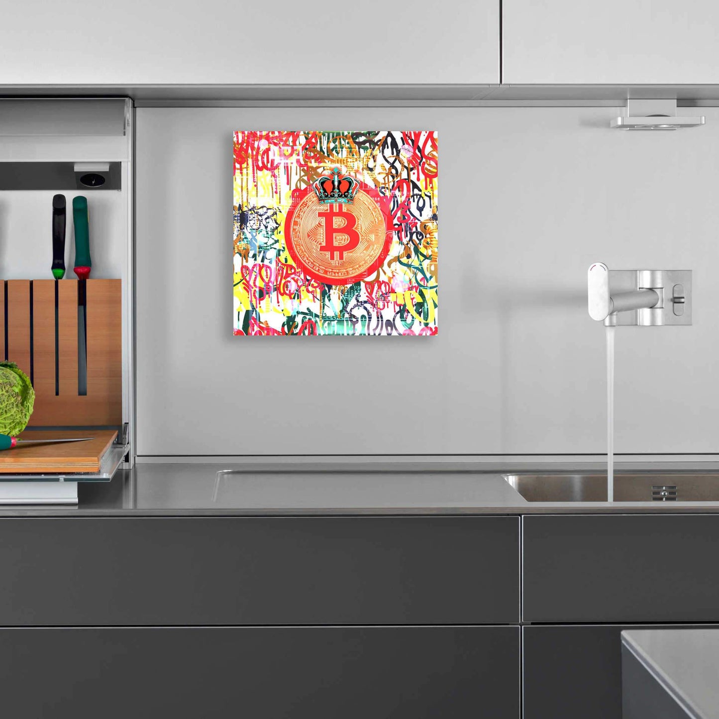 'Bitcoin Graffiti Art 5' by Irena Orlov, Acrylic Glass Wall Art - Crypto World
