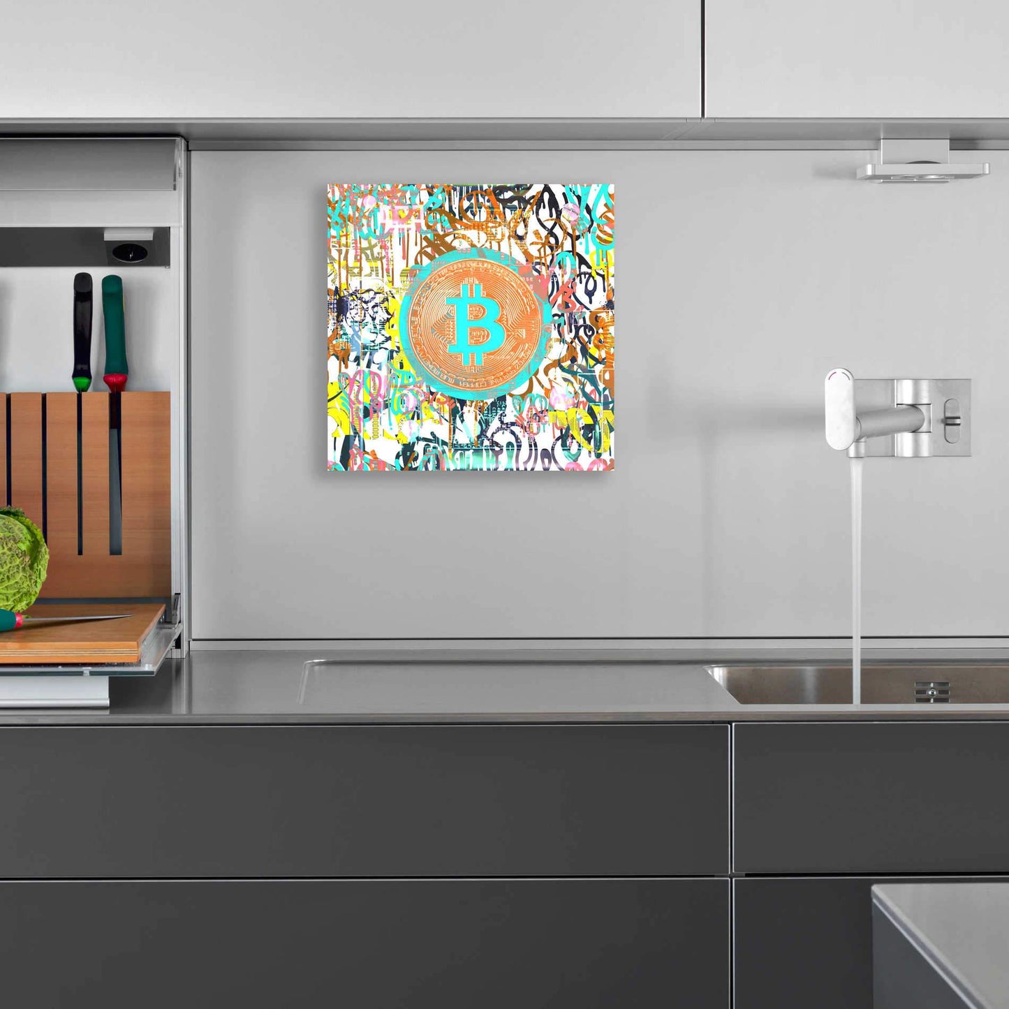 'Bitcoin Graffiti Art 3' by Irena Orlov, Acrylic Glass Wall Art - Crypto World