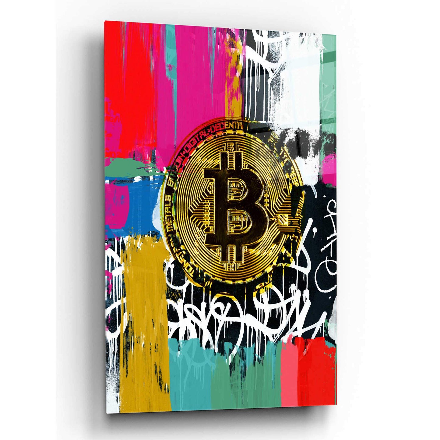 'Cryptocurrency Bitcoin Graffiti 2-1' by Irena Orlov, Acrylic Glass Wall Art - Crypto World