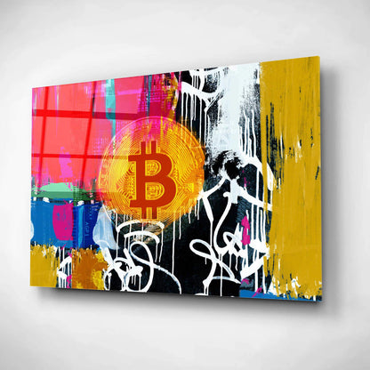 'Cryptocurrency Bitcoin Graffiti 1' by Irena Orlov, Acrylic Glass Wall Art - Crypto World