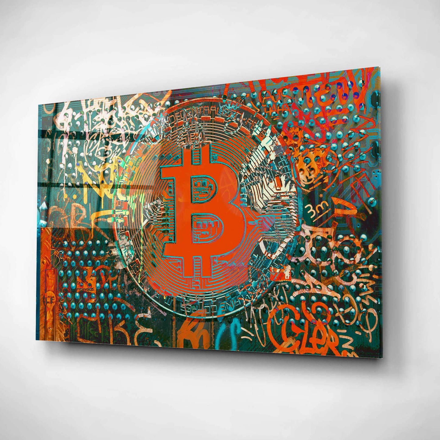 'Bitcoin Graffiti Art 23' by Irena Orlov, Acrylic Glass Wall Art - Crypto World