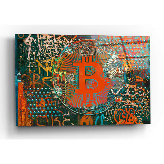 'Bitcoin Graffiti Art 23' by Irena Orlov, Acrylic Glass Wall Art - Crypto World