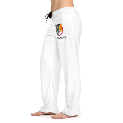 White Shiba Army Women's Pajama Pants (AOP) - Crypto World