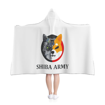 White Shiba Army Hooded Blanket - Crypto World